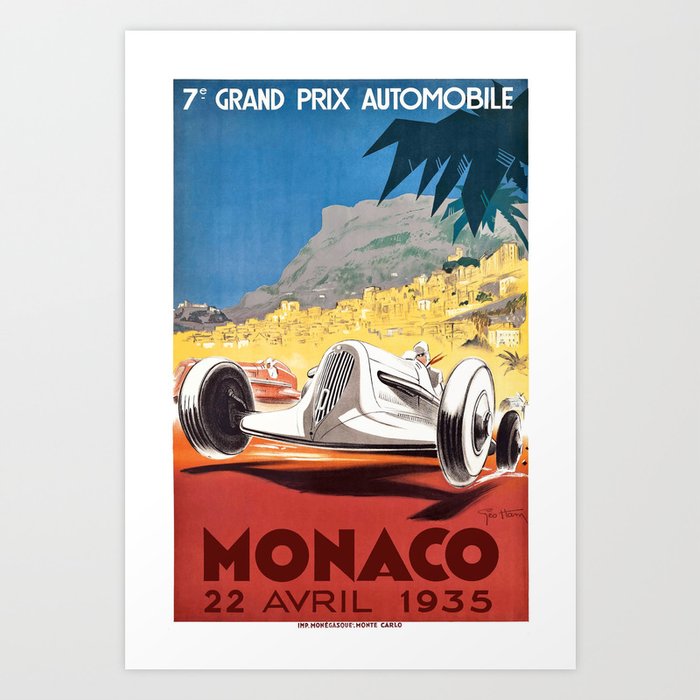 1935 Monaco Grand Prix Race Poster Art Print by ...