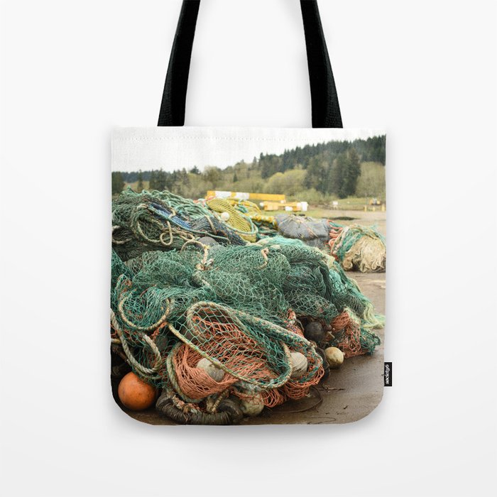 Orange Net Pile Fishing Boat Nautical Seafood Beach Pacific Ocean Oregon Fish  Tote Bag