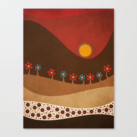 Circular landscape & flowers Canvas Print