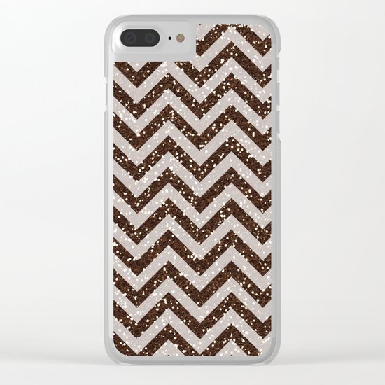 Sparkling brown glitter chevron pattern - coffee IV Clear iPhone Case