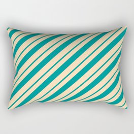 [ Thumbnail: Dark Cyan and Tan Colored Lines/Stripes Pattern Rectangular Pillow ]