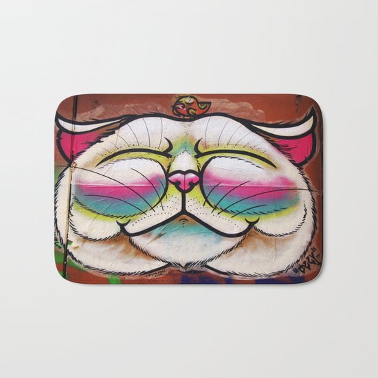 Smiling Cat & Bird Bath Mat