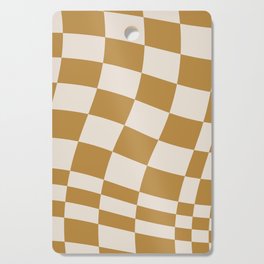 checked wave – gold and tan Cutting Board