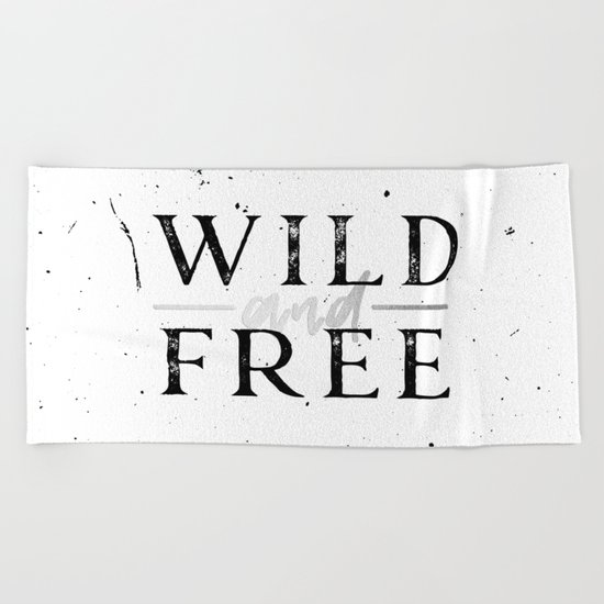 Wild and Free Silver on White Beach Towel