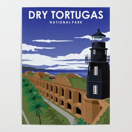 Dry Tortugas National Park Vintage Minimal Travel Poster Poster