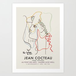 0034 - Jean Cocteau Galerie Lucie Weill Paris 1960 Exhibition Poster Art Print