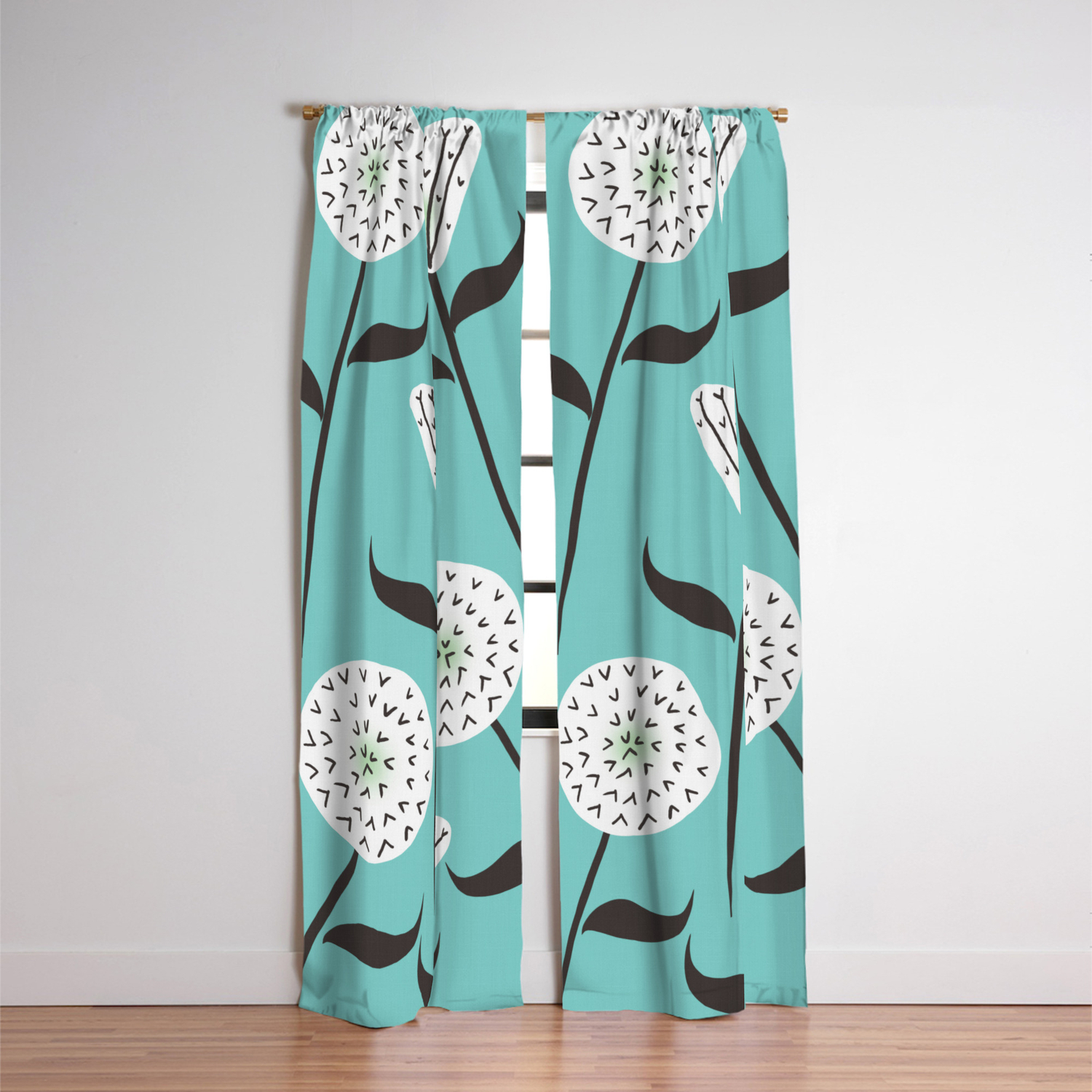 Large Print Dandelion Seeds Spring Summer Pattern Blackout Curtain
