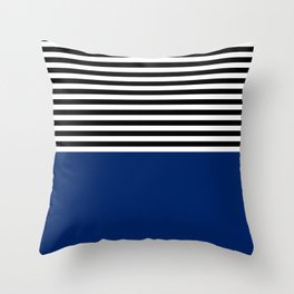Royal Blue With Black and White Stripes  Throw Pillow
