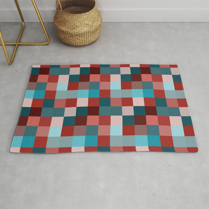 Geometric pattern with colorful squares Rug