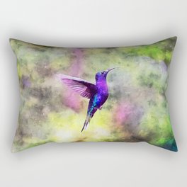 Blue And Green Humming Bird Flying During Daytime Rectangular Pillow