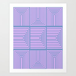 Lines in Pink and Blue 106 Art Print