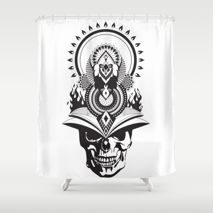 Samurai Skull Warrior Mandala Shower Curtain