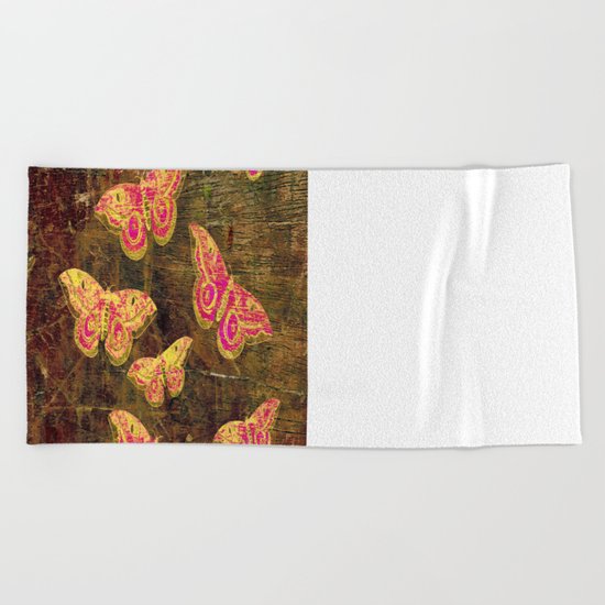 Vintage Butterflies Beach Towel