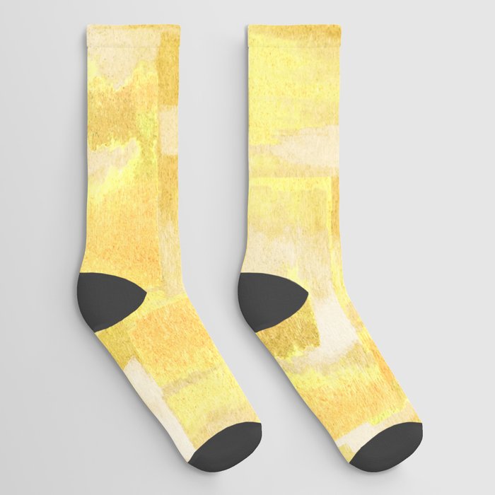 Yellow Gold Metallic Sunrise Landscape Socks