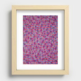 Blue and Red Triangle Tile Painting Recessed Framed Print