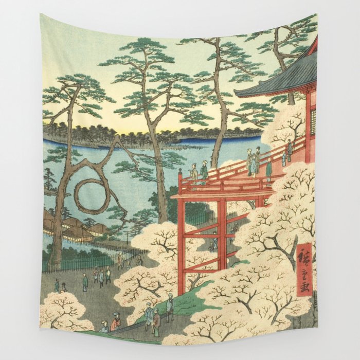 Utagawa Hiroshige - Kiyomizu Temple And Shinobazu Pond, Ueno - Vintage Japanese Woodblock Print Art 1856 Wall Tapestry