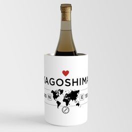 Kagoshima - Japan - World Map with GPS Coordinates Wine Chiller
