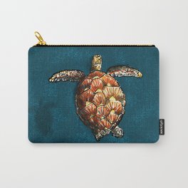 Sea turtle _ Harbor deep blue &  teal green palette_dreamy destinations Carry-All Pouch