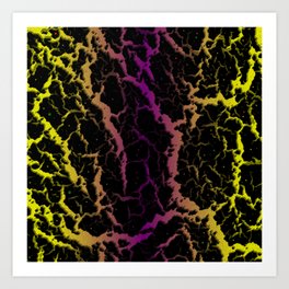 Cracked Space Lava - Yellow/Purple Art Print