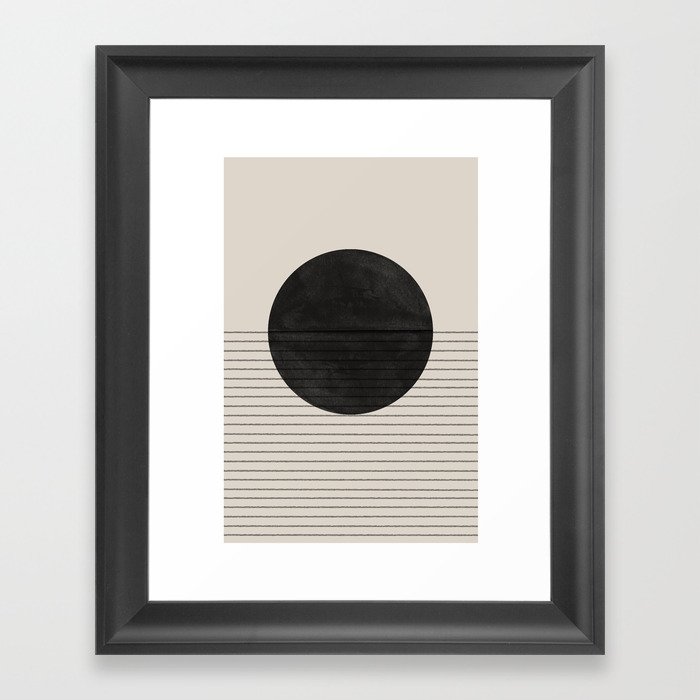 Minimalistic sun and Ocean Framed Art Print