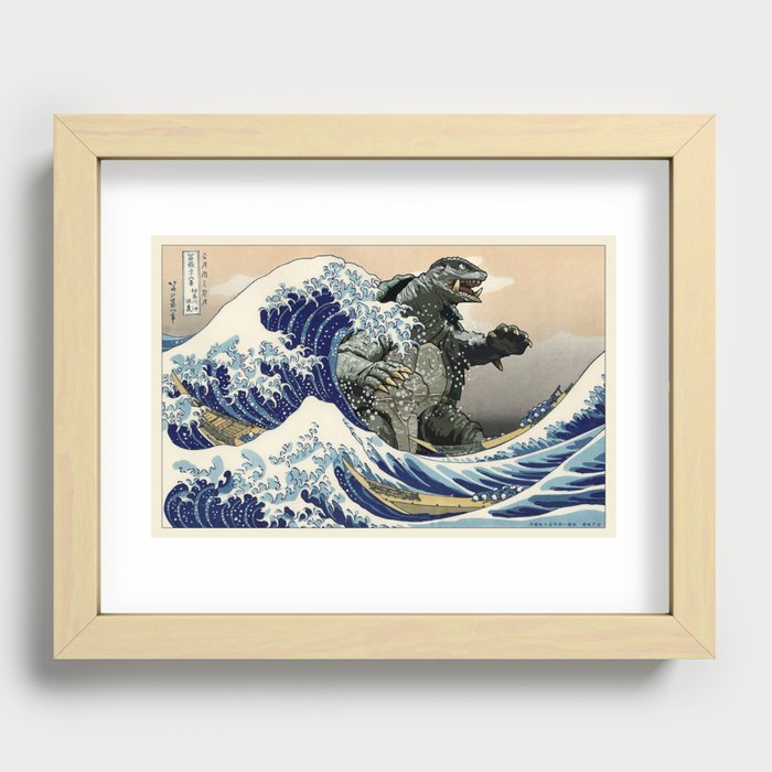 Kaiju Gamera In The Great Wave Recessed Framed Print