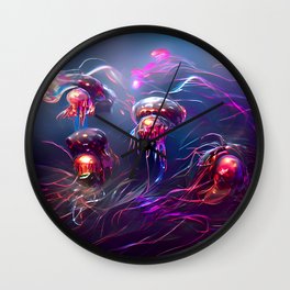 Purple Jellyfish Wall Clock