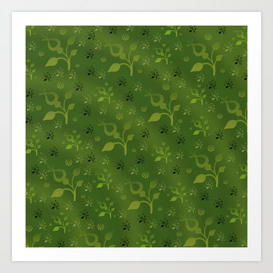 Green floral mix Art Print