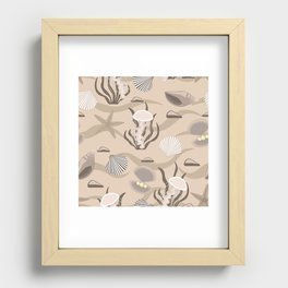  Seashells, jellyfish, pearls in the shell. Recessed Framed Print