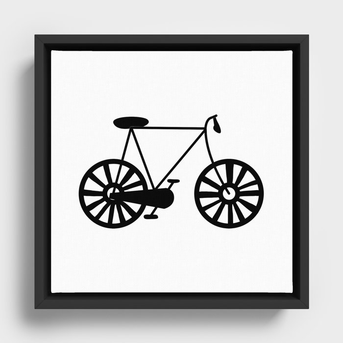 Bike Lover Cyclist Black Print Pattern Framed Canvas