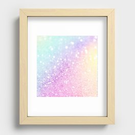 Pretty Pastel Colorful Glitter Bokeh Gradient Recessed Framed Print