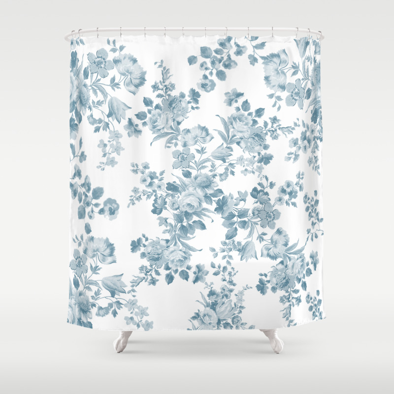 blue white shower curtain