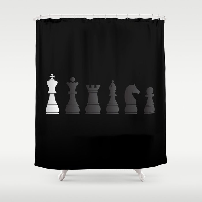 All Black One White Chess Pieces Shower Curtain By Peculiardesign