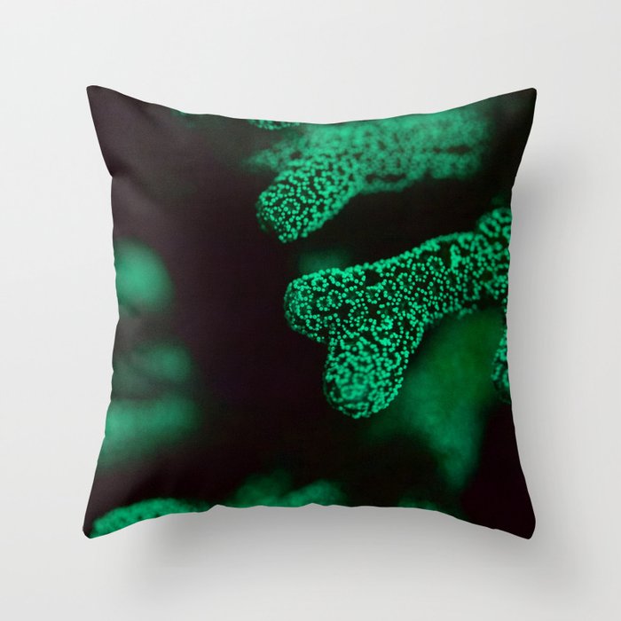 Small fluorescent coral Throw Pillow