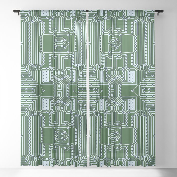 Computer Geek Circuit Board Pattern Sheer Curtain By Diversestuff