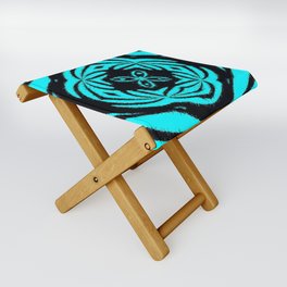 Turquoise Floral Pattern Folding Stool