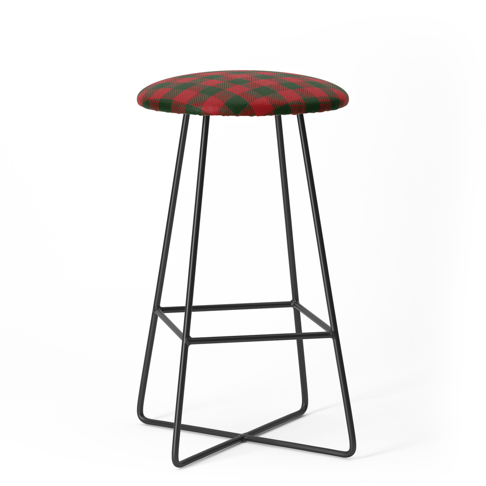 90's Buffalo Check Plaid in Christmas Red and Green Bar Stool by elliottdesignfactory