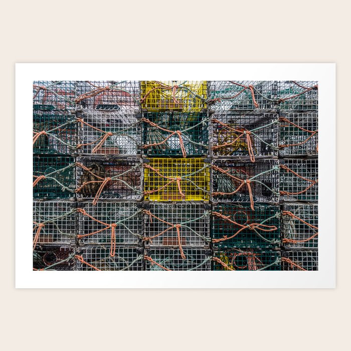 Stacked Lobster Pots Kennebunkport Maine Art Print by Enzwell Artworks