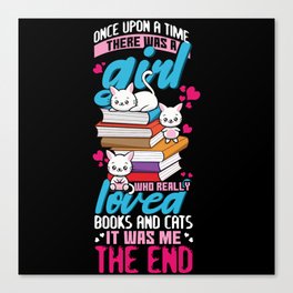 Girl Loves Books And Cats Book Reading Bookworm Canvas Print