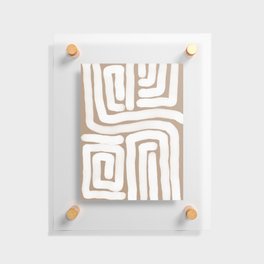 Tan and White Lines Abstract Print Floating Acrylic Print