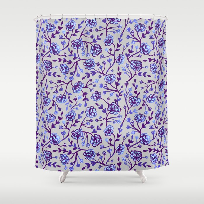 Watercolor Peonies Periwinkle Shower Curtain By Goodnightgracie