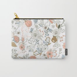 Abstract modern coral white pastel rustic floral Carry-All Pouch