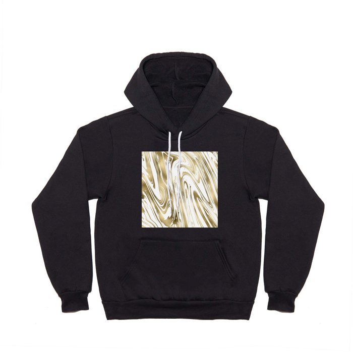 Abstract Elegant Gold White Liquid Marble Pattern Hoody