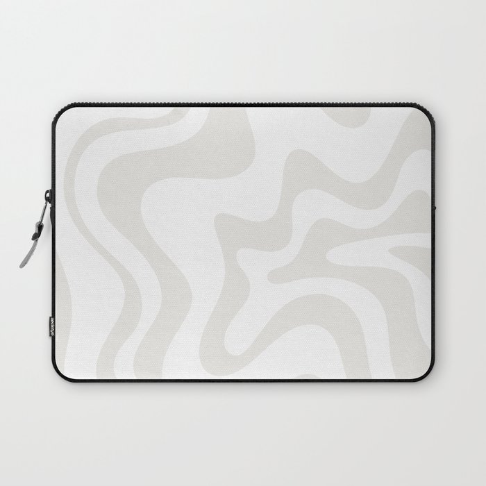Liquid Swirl Abstract Pattern in Nearly White and Pale Stone Laptop Sleeve