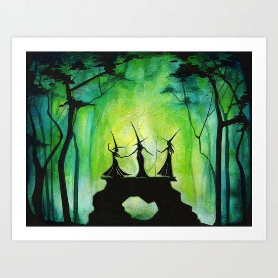 Emerald Forest Council - Halloween Witches Art Print