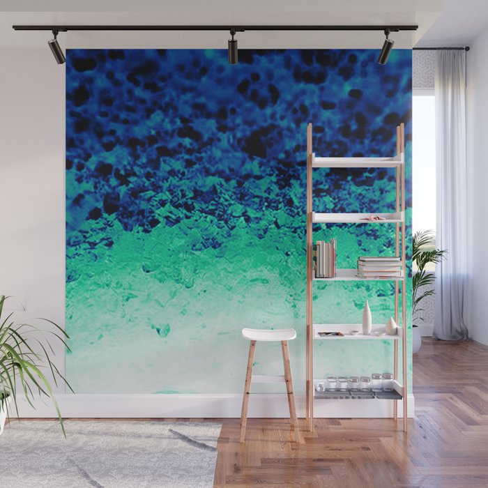 Midnight Teal Ombre Crystals Wall Mural