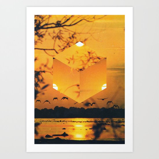 Hexagon Sunset Art Print