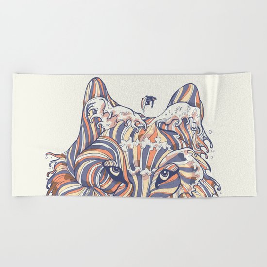 Wave Wolf Beach Towel