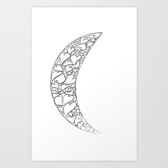 A Moon full of hearts Art Print
