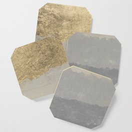 Geometrical ombre glacier gray gold watercolor Coaster