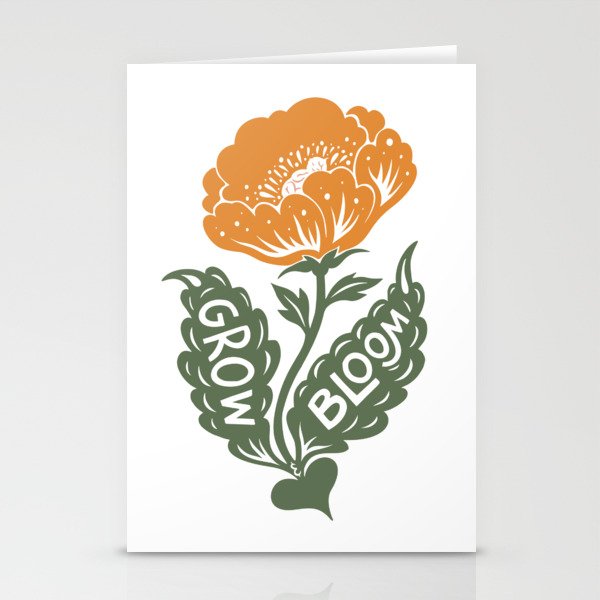 Grow and Bloom Baby Flower Nursery Stationery Cards